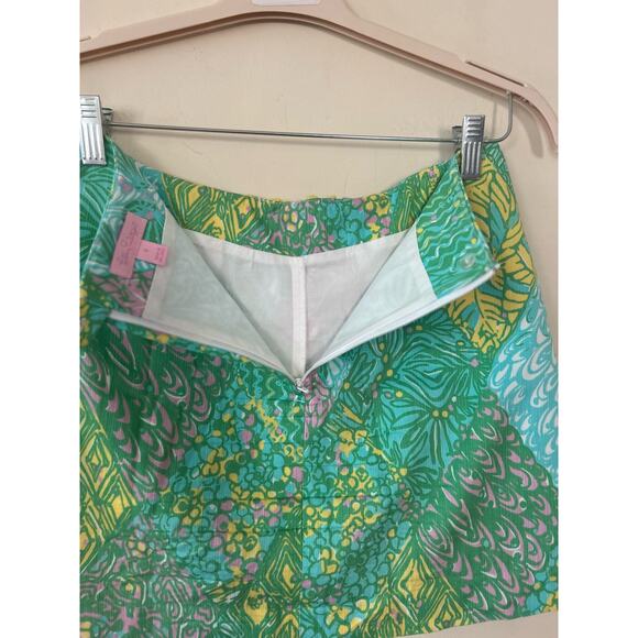 $78 Lilly Pulitzer Skort Marigold Print Green Yellow Size 0 Tennis Pickleball - Picture 6 of 9
